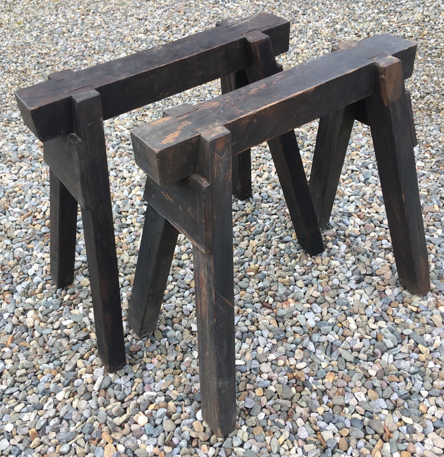Large vintage pine trestle table