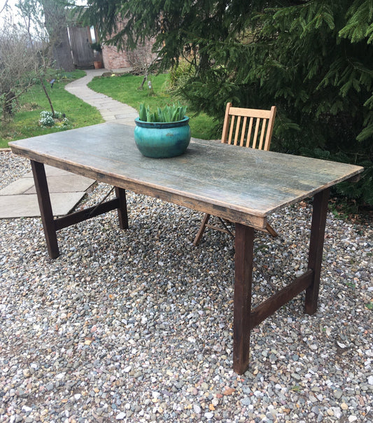 Large vintage trestle table