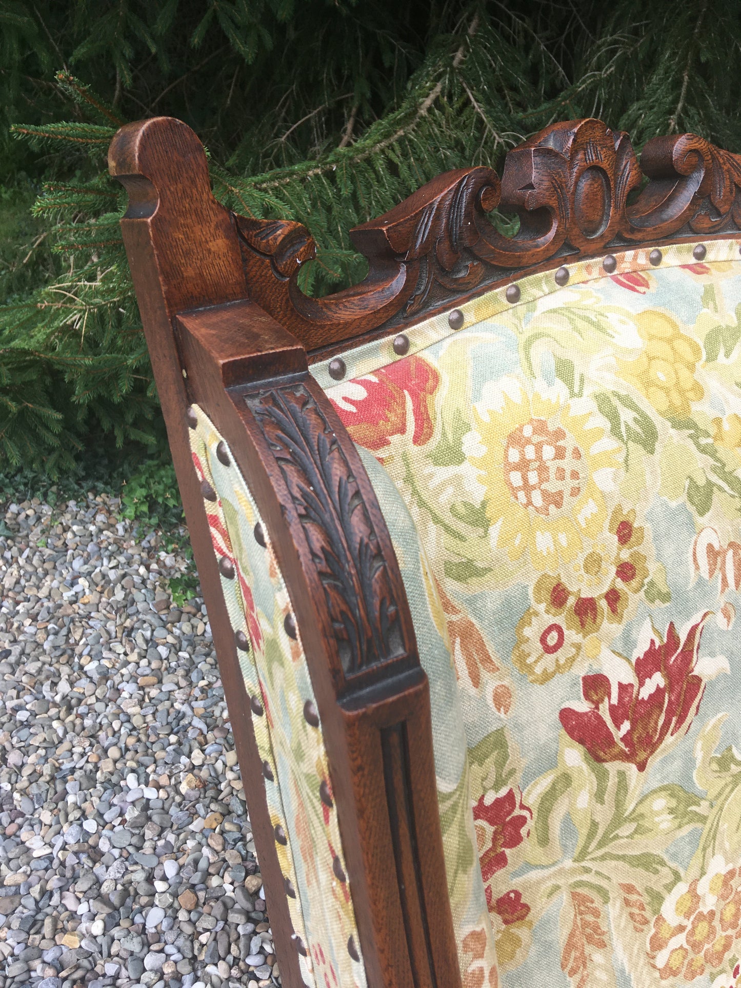 Antique Mahogany Upholstered Library Chair