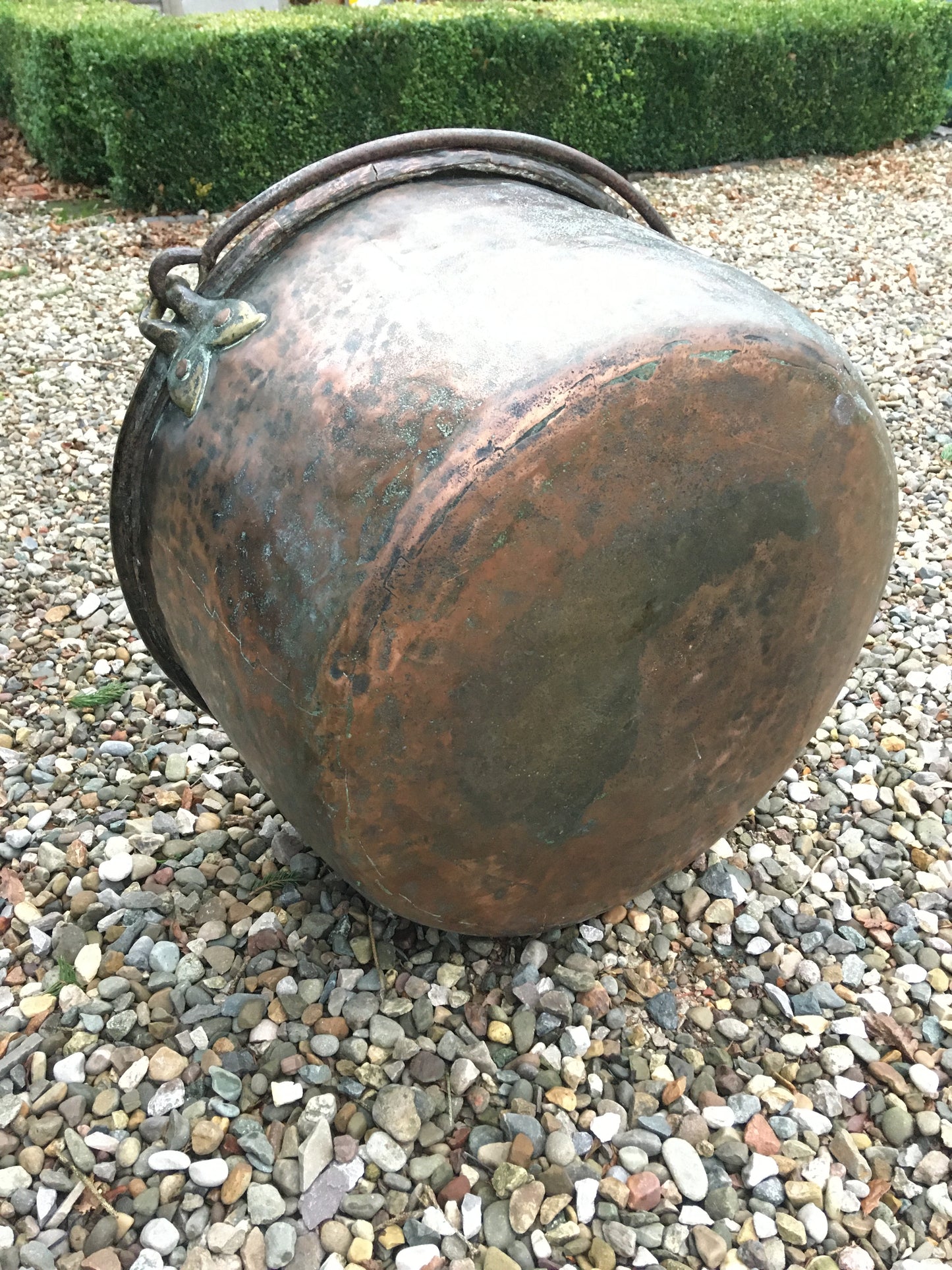 Antique farmhouse copper cheese kettle