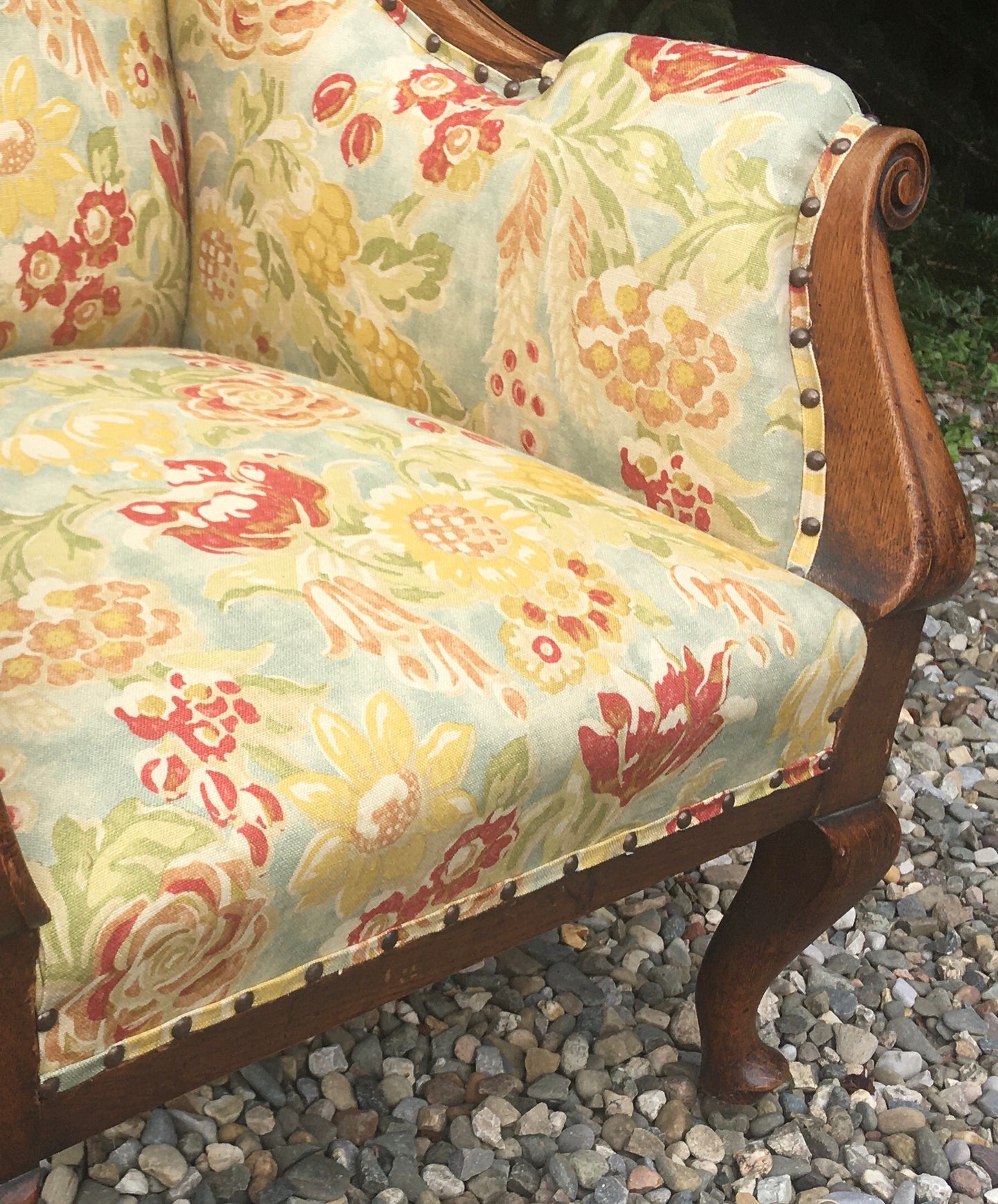 Antique Mahogany Upholstered Library Chair