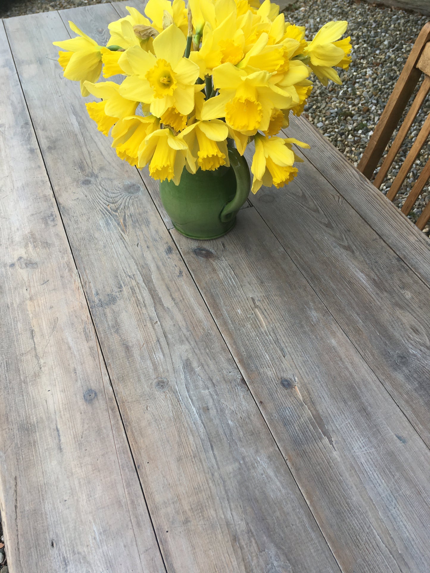 A rustic, vintage church trestle table.