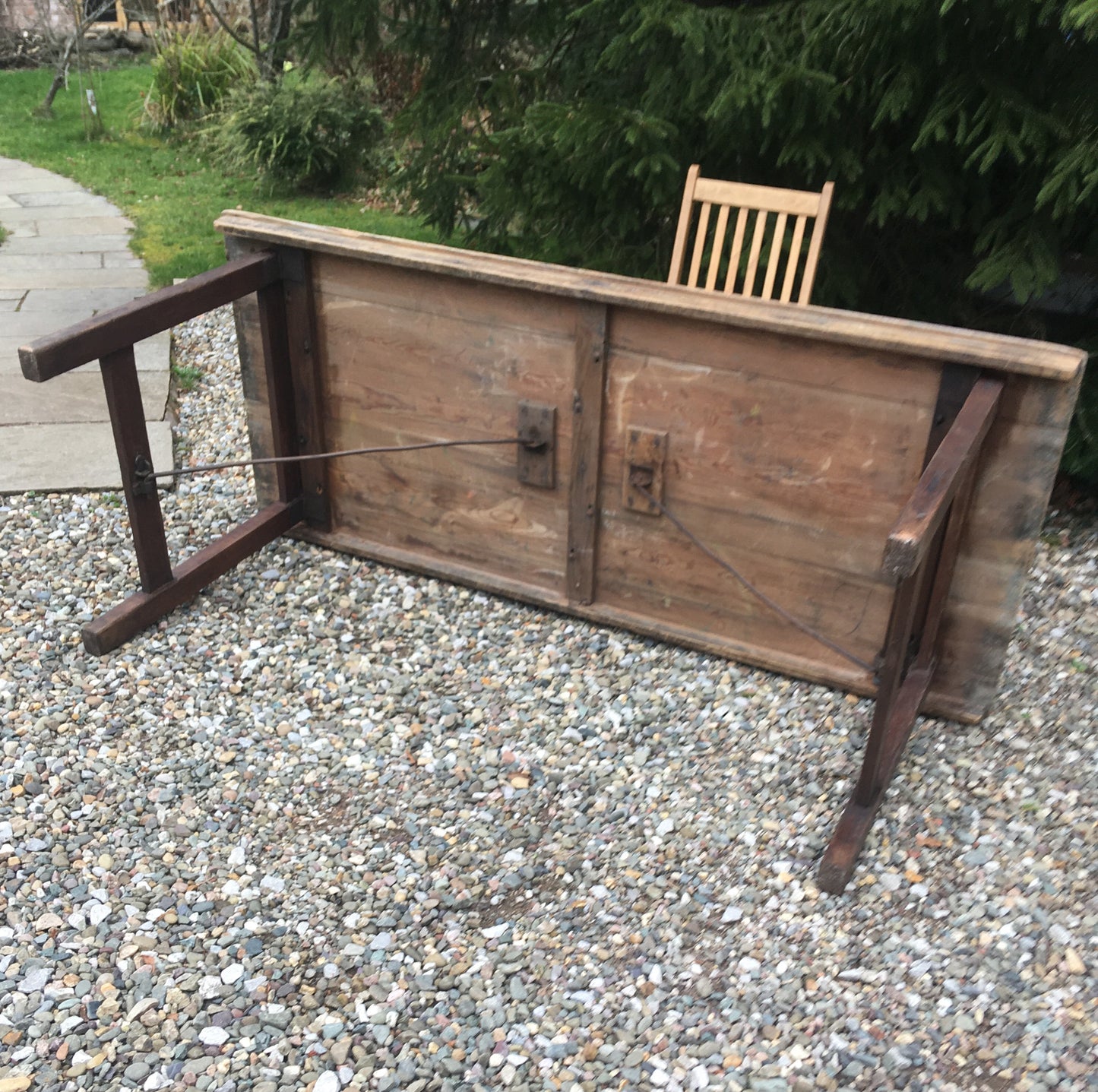 Large vintage trestle table