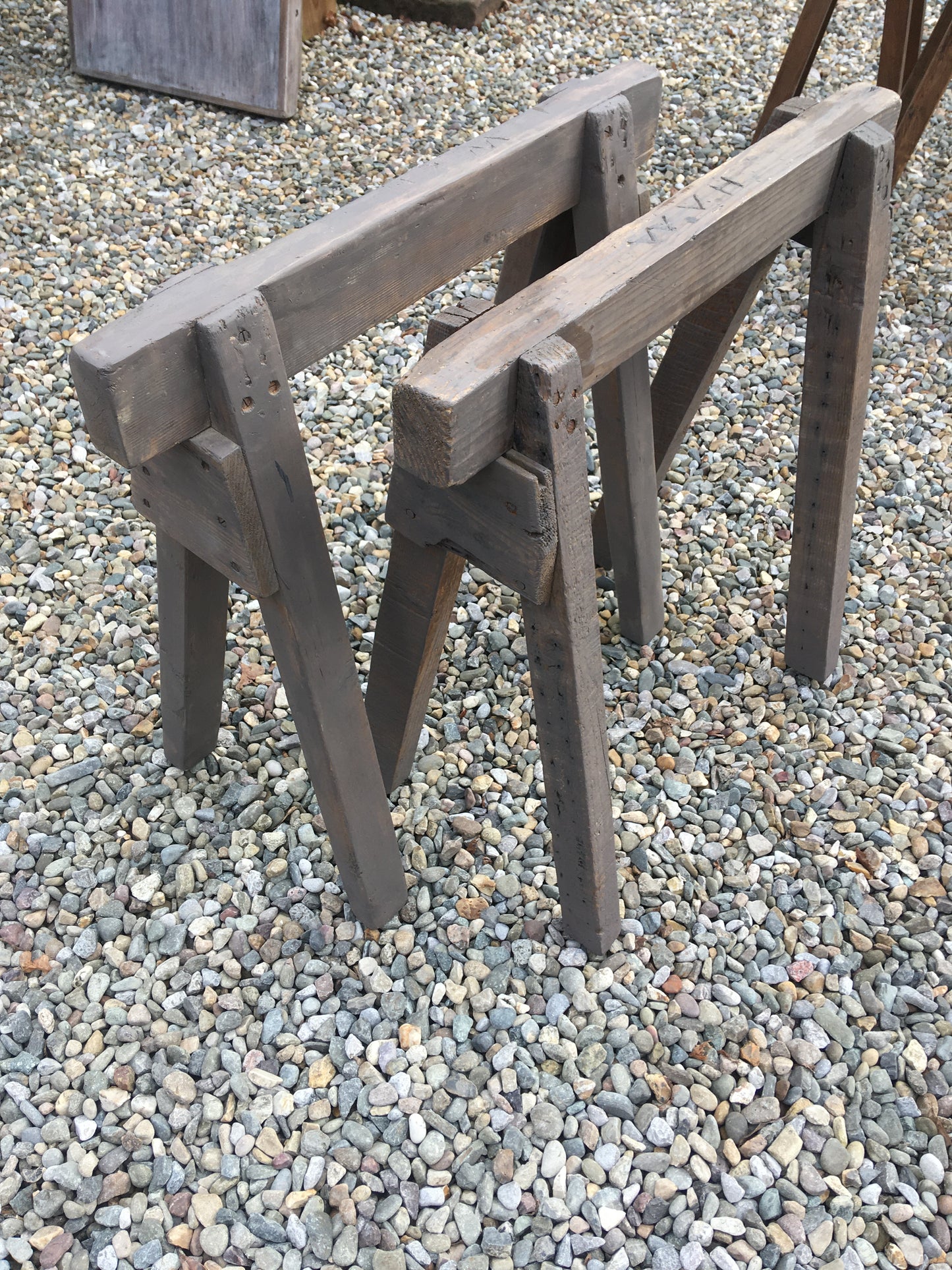 Large vintage trestle table