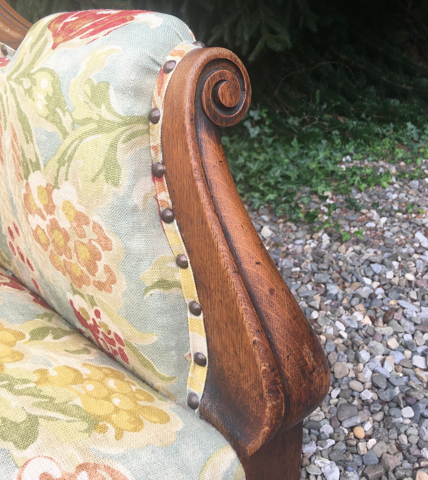 Antique Mahogany Upholstered Library Chair