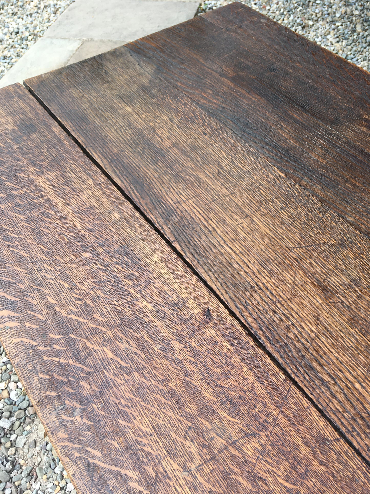 Large antique oak dining table with drawers