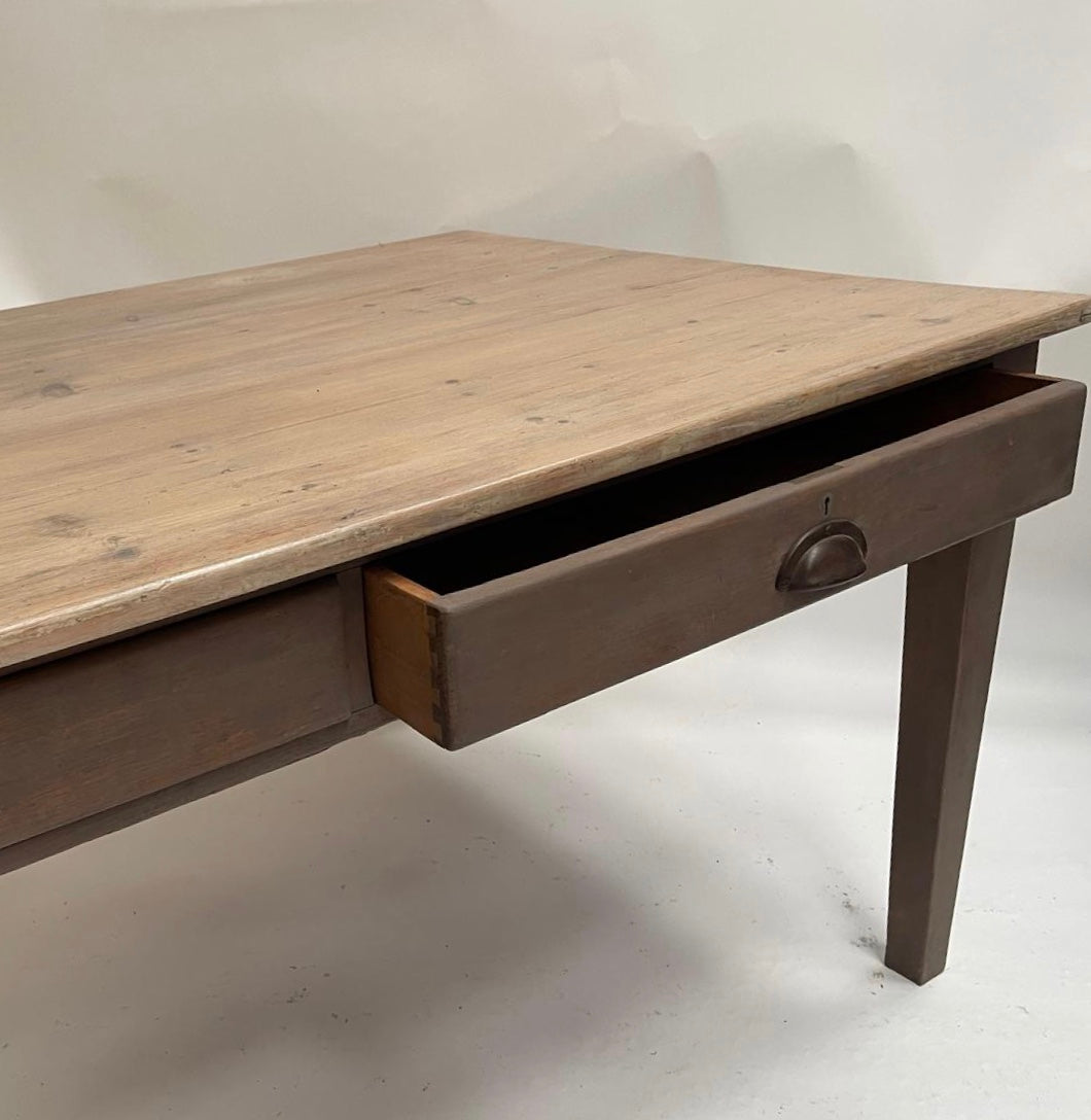 Large mid century oak dining table with large drawers