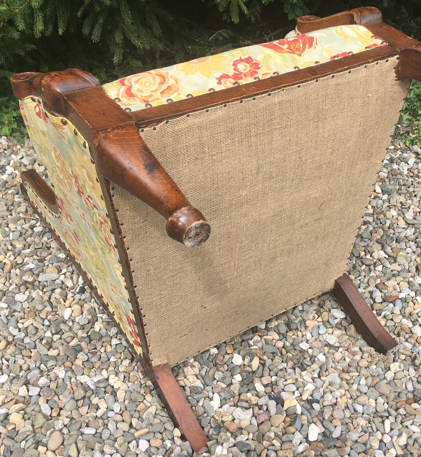 Antique Mahogany Upholstered Library Chair