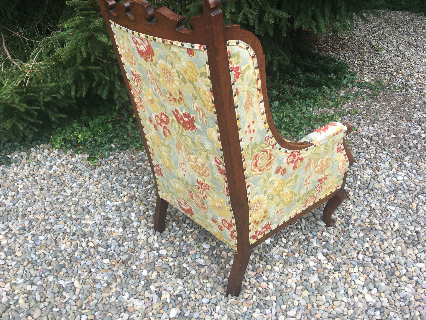 Antique Mahogany Upholstered Library Chair