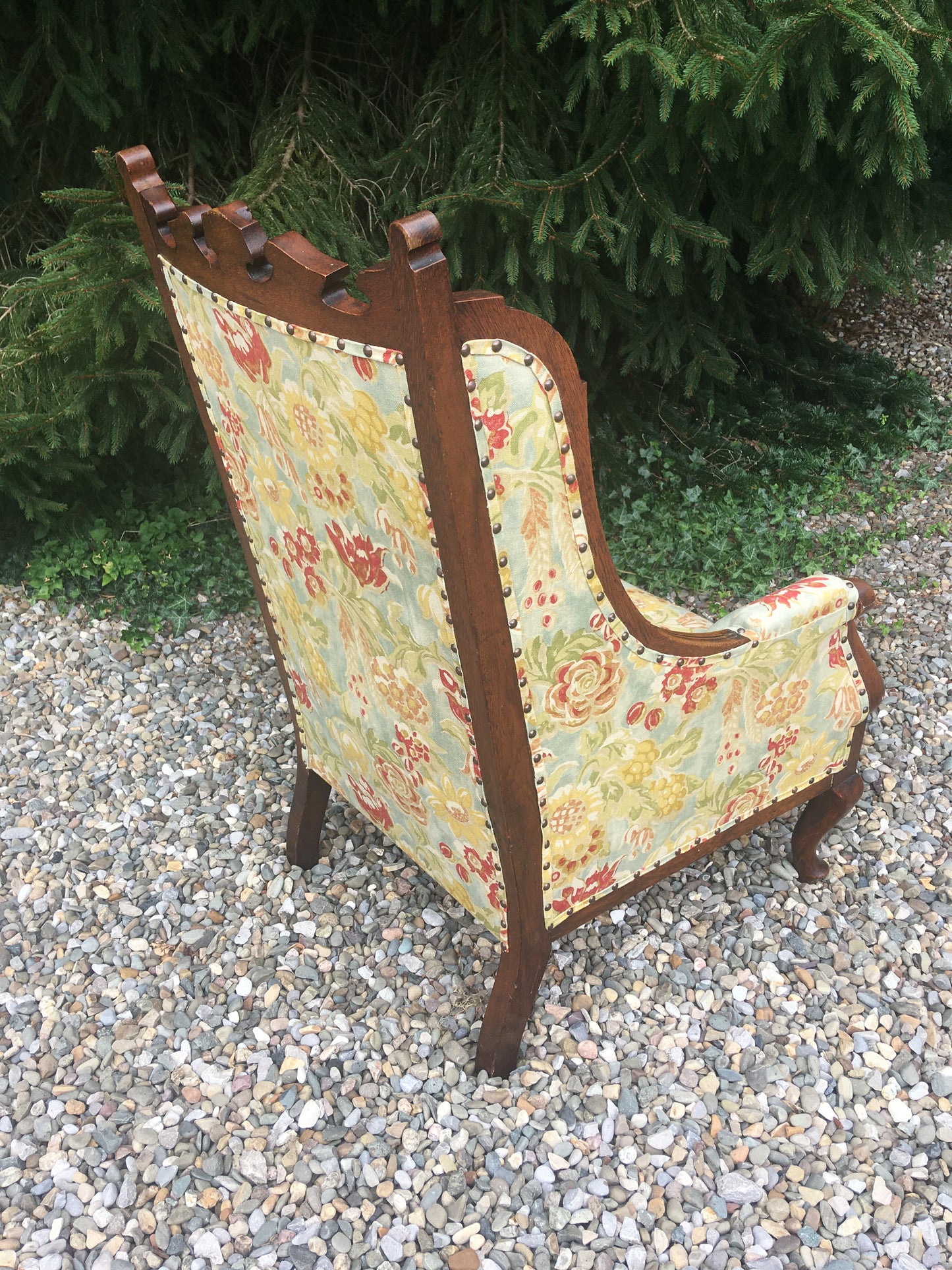 Antique Mahogany Upholstered Library Chair