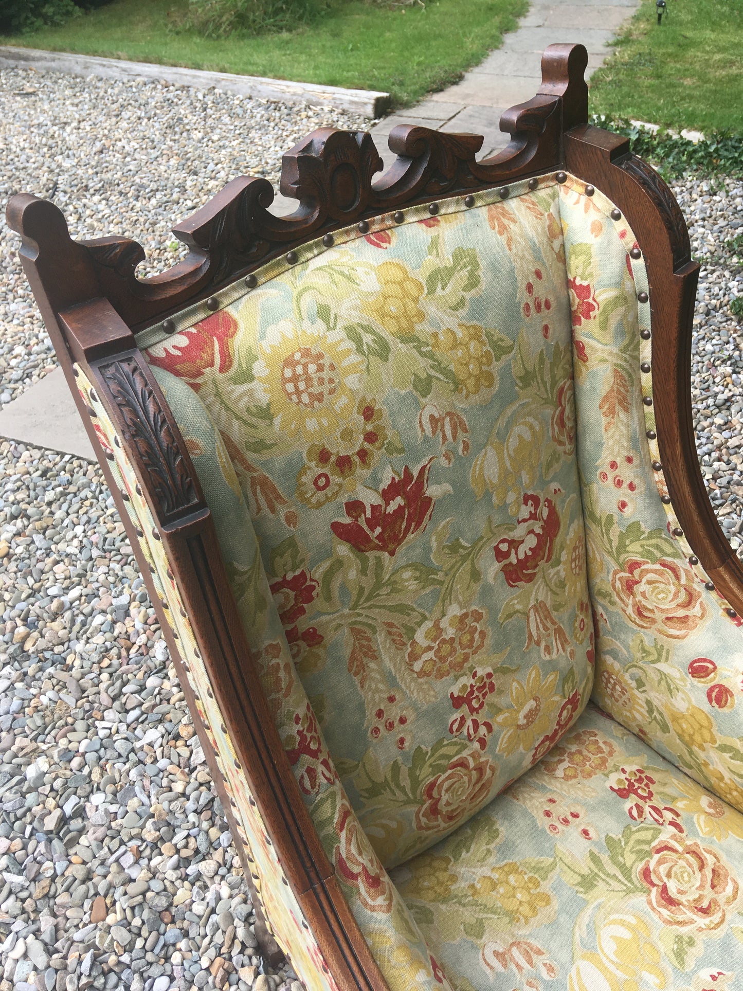 Antique Mahogany Upholstered Library Chair