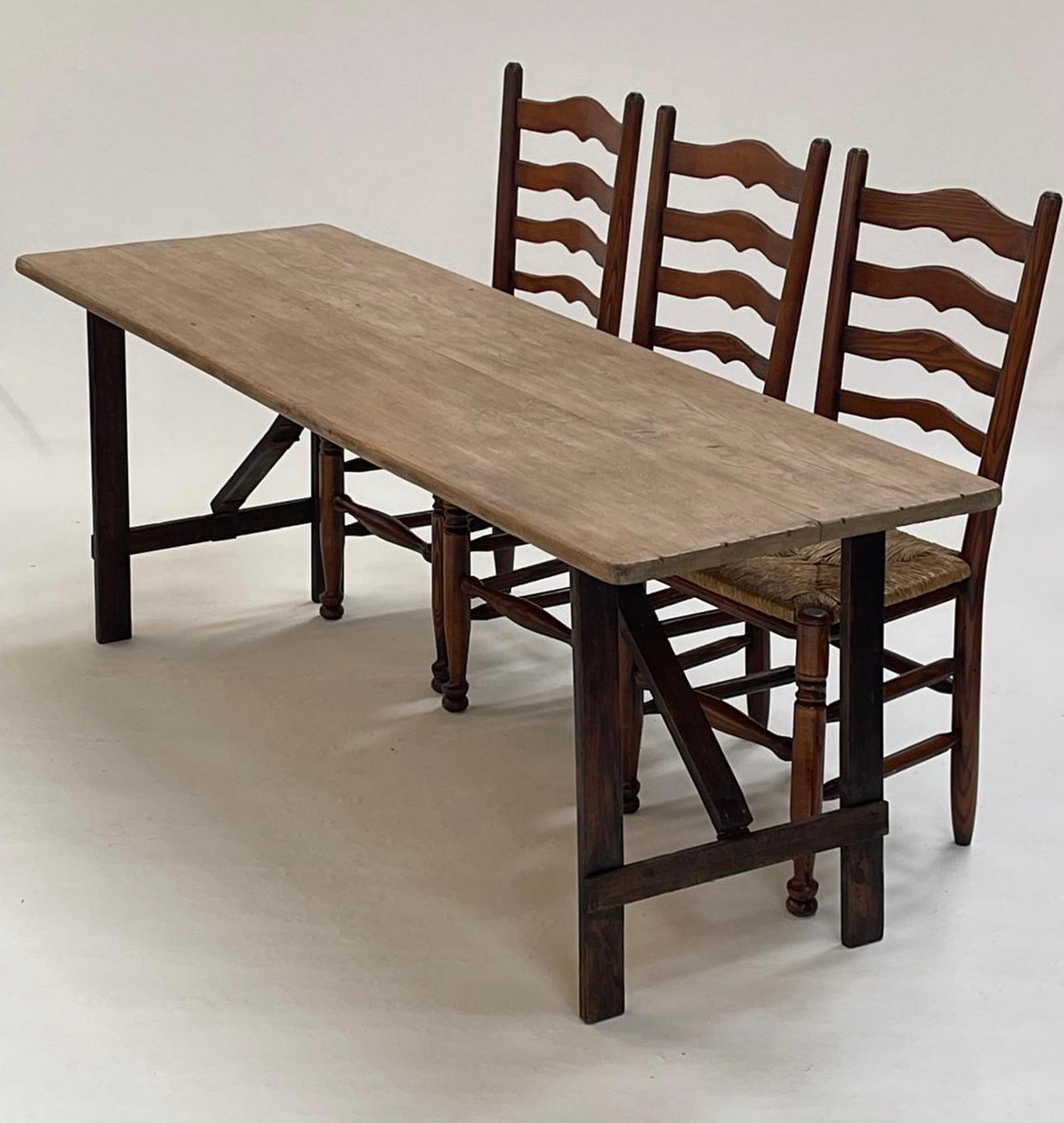 Vintage Oak 6 Seater Trestle Table