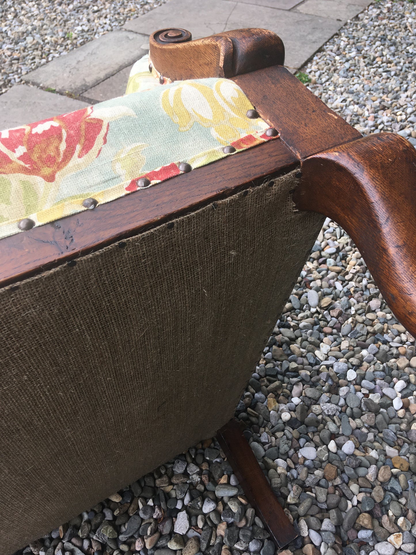 Antique Mahogany Upholstered Library Chair