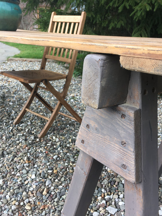 Large vintage trestle table