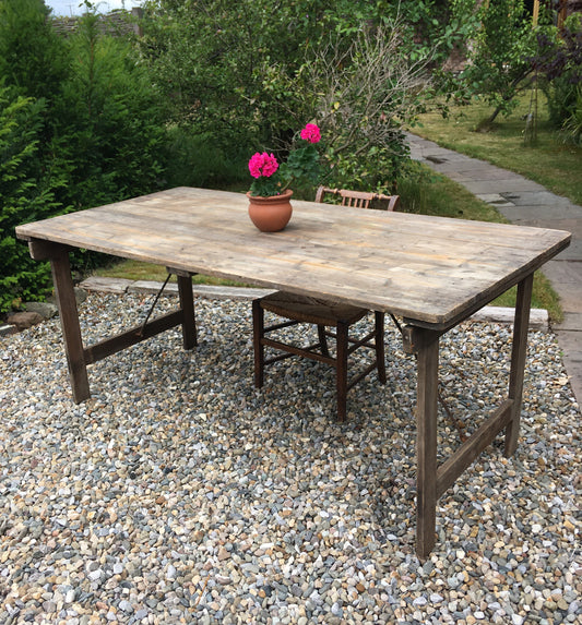 Large vintage trestle table