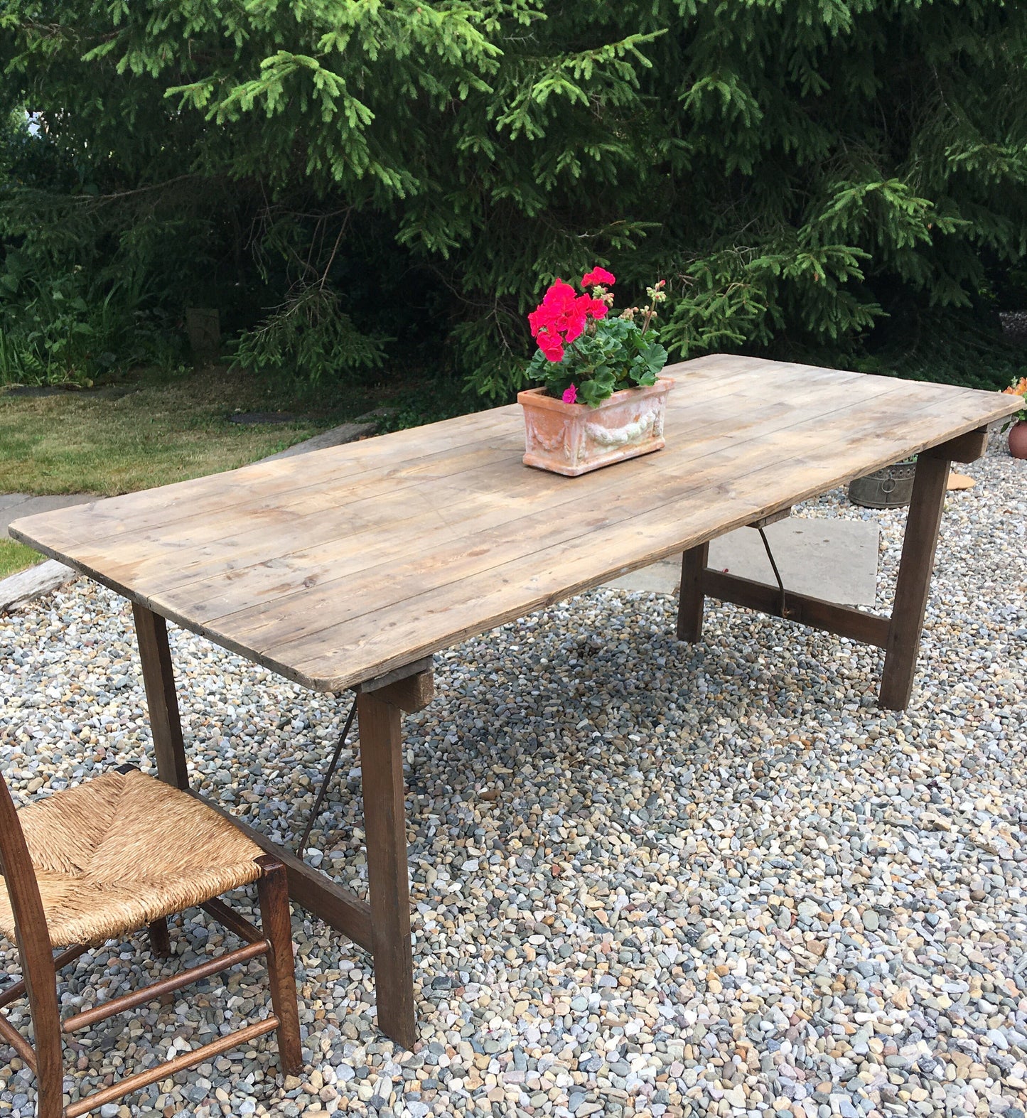 Large vintage trestle table