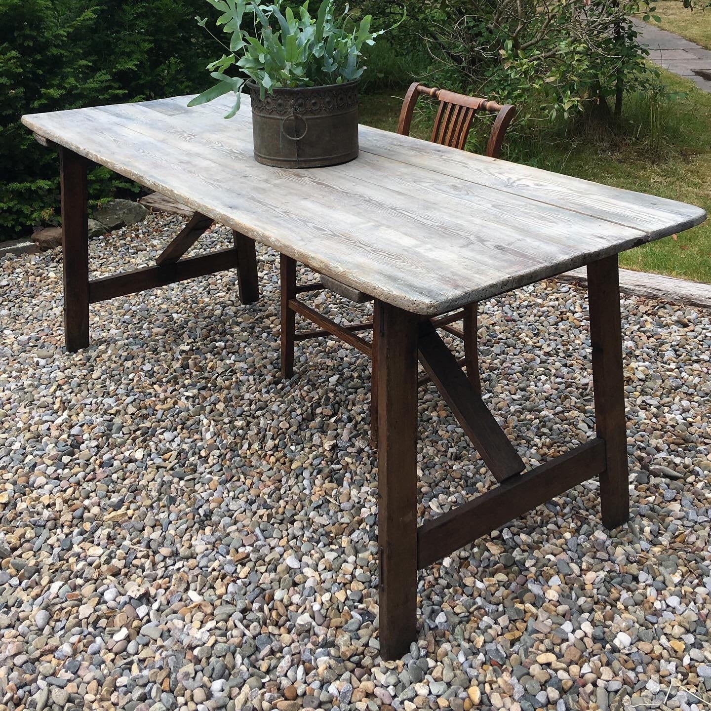 Vintage rustic trestle table