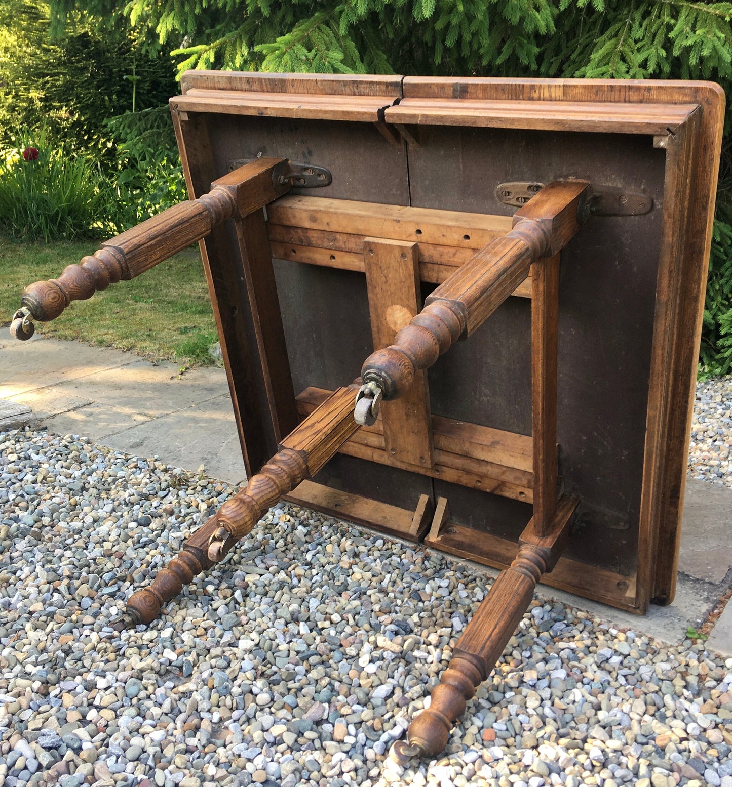 Antique oak campaign table