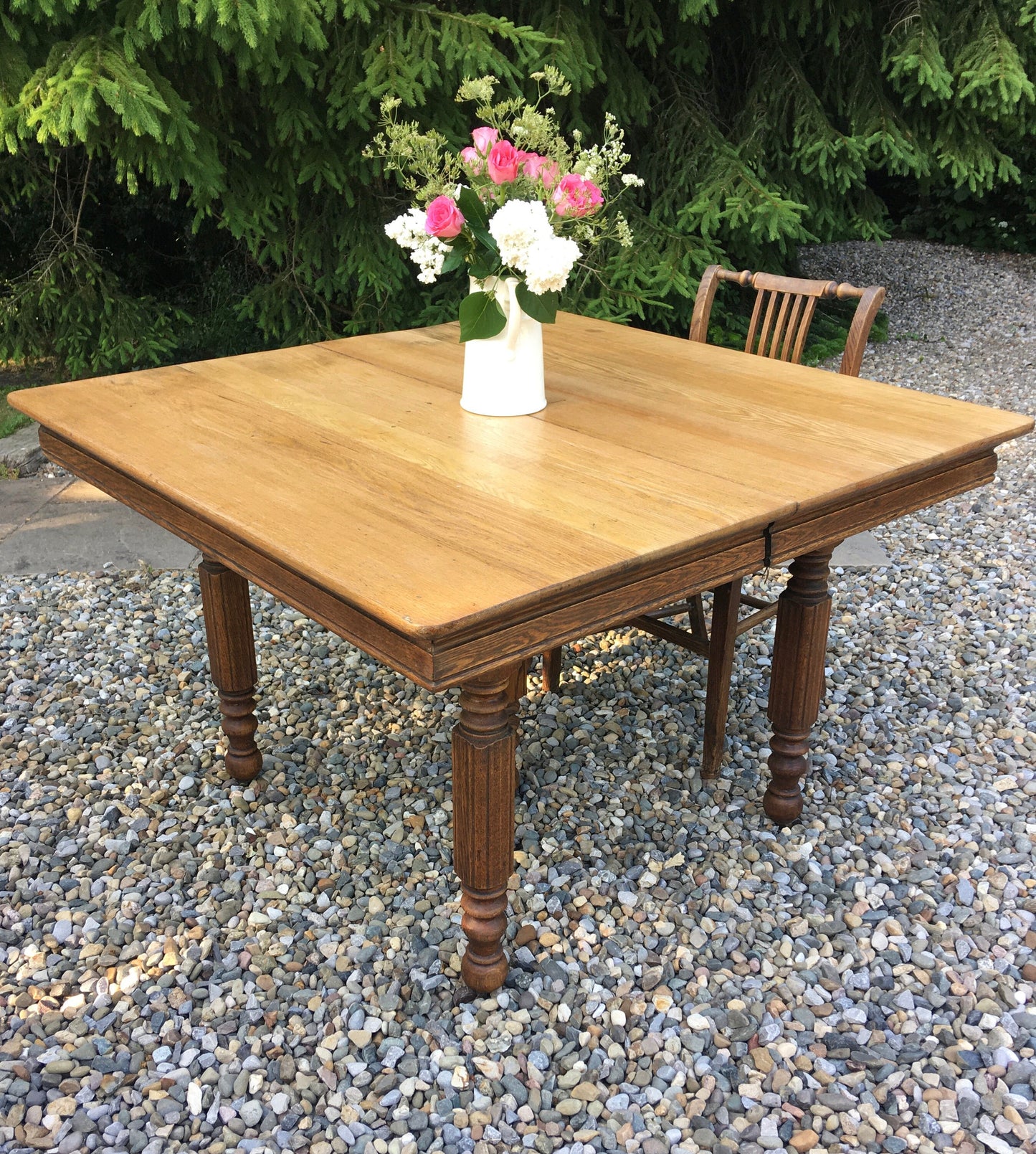 Antique oak campaign table